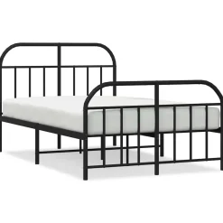 vidaXL Bedframe met hoofd- en voeteneinde metaal zwart 120x190 cm