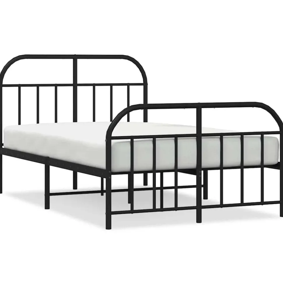 vidaXL Bedframe met hoofd- en voeteneinde metaal zwart 120x190 cm