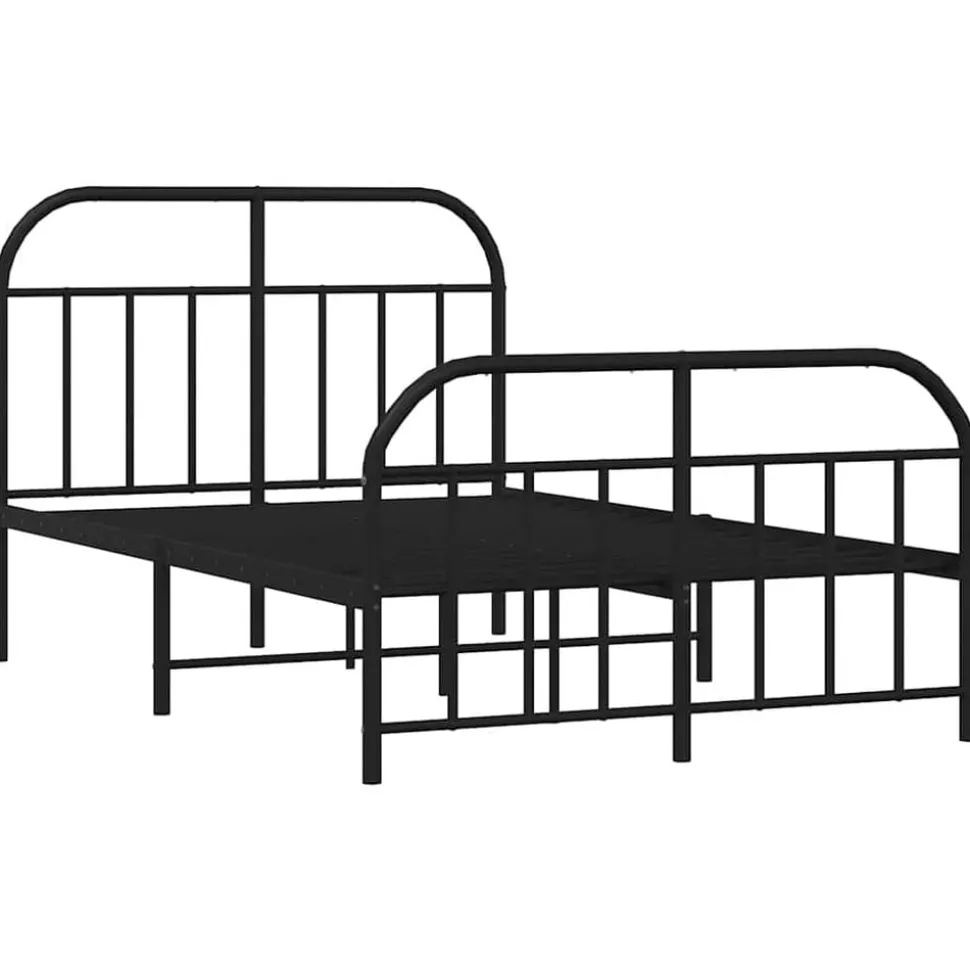 vidaXL Bedframe met hoofd- en voeteneinde metaal zwart 120x190 cm