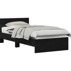 vidaXL Bedframe met hoofdeinde Zwart Eiken 90 x 200 cm Bewerkt hout