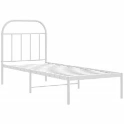 vidaXL Bedframe met hoofdbord zonder matras metaal wit 75x190 cm