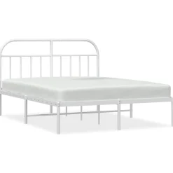 vidaXL Bedframe met hoofdbord metaal wit 140x200 cm