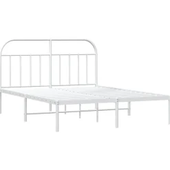 vidaXL Bedframe met hoofdbord metaal wit 140x200 cm