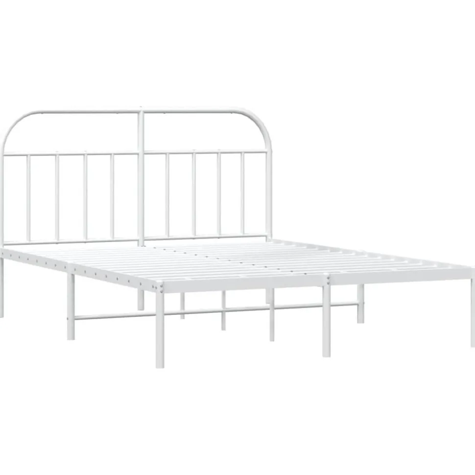 vidaXL Bedframe met hoofdbord metaal wit 140x200 cm