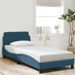 vidaXL Bedframe met hoofdeinde "Dover" fluweel blauw 80x200 cm