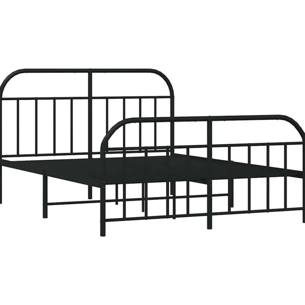 vidaXL Bedframe met hoofd- en voeteneinde metaal zwart 140x200 cm