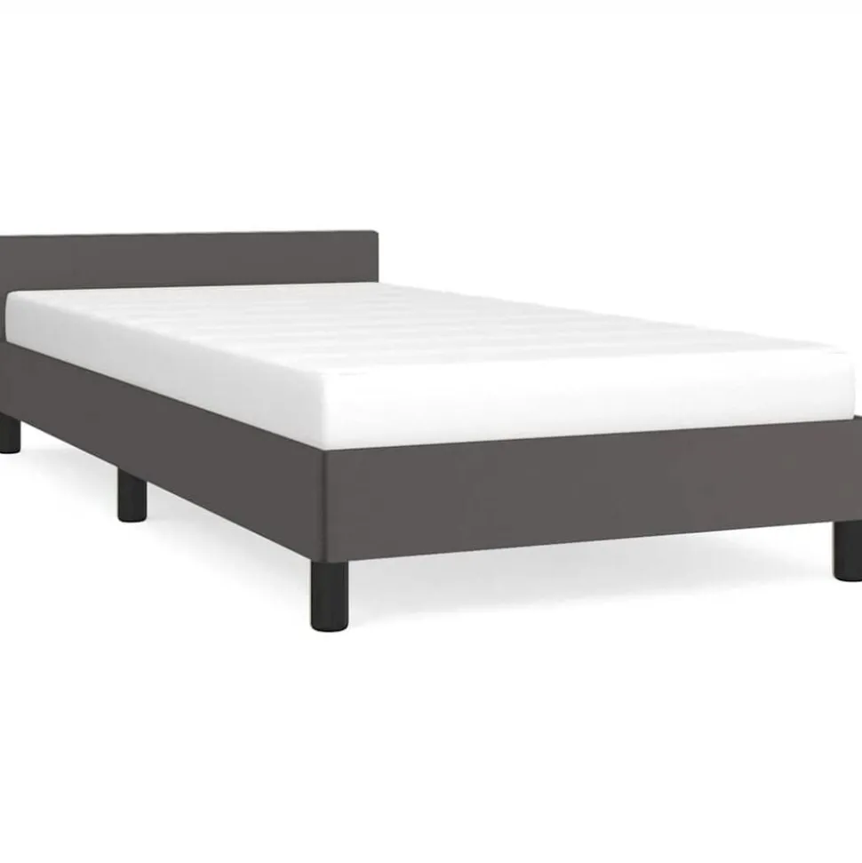 vidaXL Bedframe met hoofdeinde zonder matras 80x200 cm grijs
