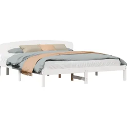 vidaXL Bedframe met hoofdeinde Wit 200 x 200 cm Massief grenenhout
