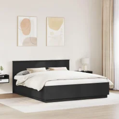vidaXL Bedframe met hoofdeinde Zwart 200 x 200 cm Bewerkt hout