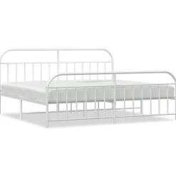 vidaXL Bedframe met hoofd- en voeteneinde metaal wit 200x200 cm