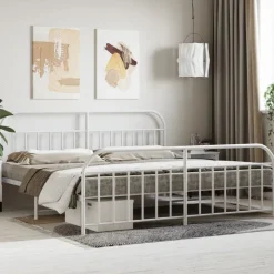 vidaXL Bedframe met hoofd- en voeteneinde metaal wit 200x200 cm