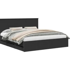 vidaXL Bedframe met lade met opslag Zwart 200 x 200 cm Ingenieurshout