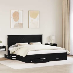 vidaXL Bedframe met lade met hoofdeinde met opslag Bewerkt hout