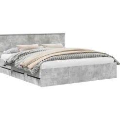 vidaXL Bedframe met lade Beton Grijs 200 x 200 cm Ingenieurshout