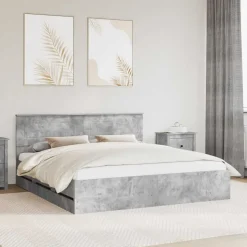 vidaXL Bedframe met lade Beton Grijs 200 x 200 cm Ingenieurshout