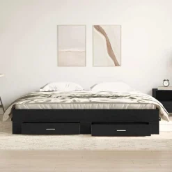 vidaXL Bedframe met lade Zwart Eiken 180 x 200 cm Bewerkt hout