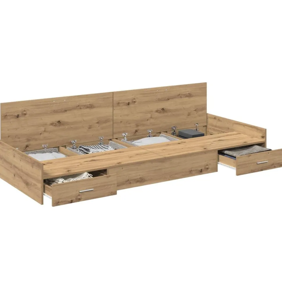 vidaXL Bedframe met lade Artisan Eiken 98.5 x 200 cm Bewerkt hout