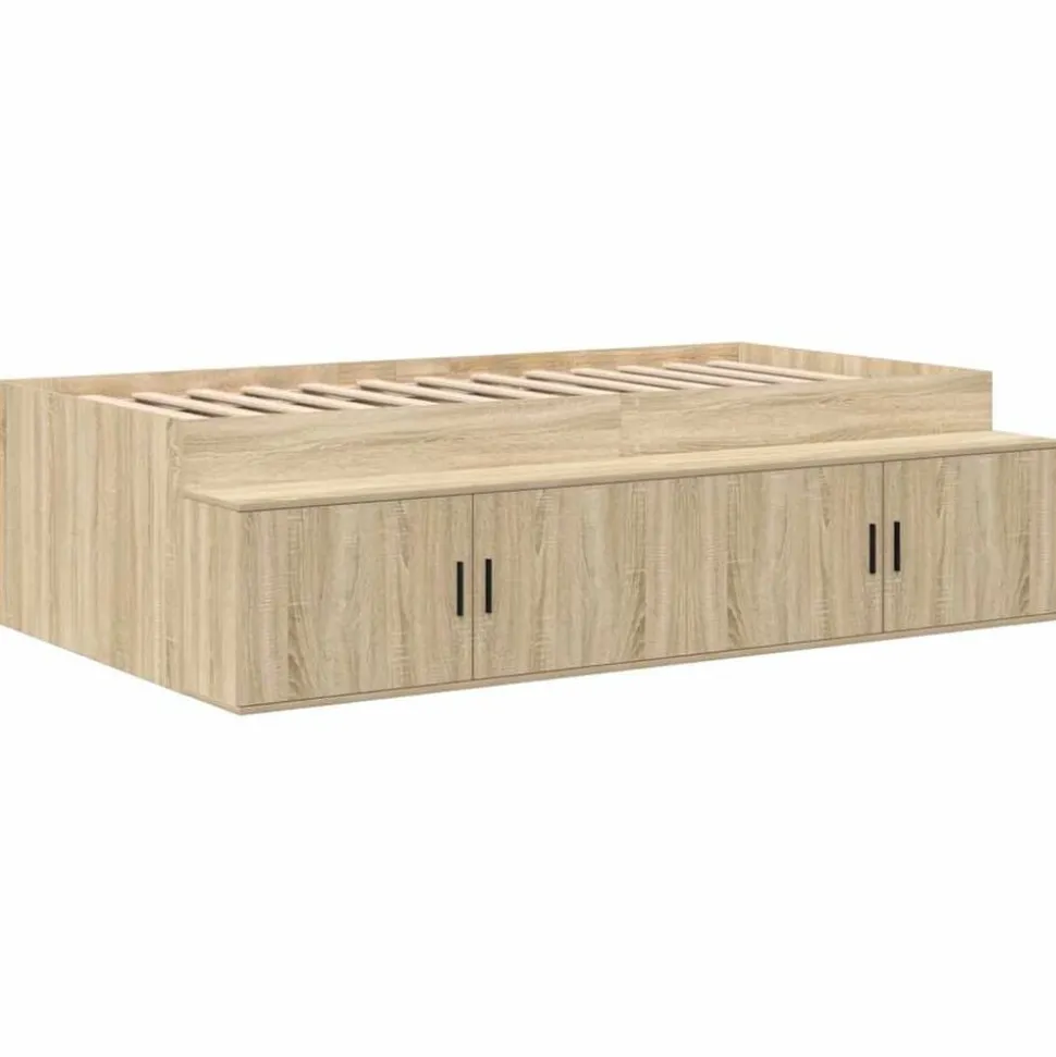 vidaXL Bedframe met lade Sonoma Eiken 90 x 200 cm Bewerkt hout