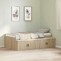 vidaXL Bedframe met lade Sonoma Eiken 90 x 200 cm Bewerkt hout