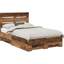 vidaXL Bedframe met lade met opslag Oudhout 120 x 190 cm Bewerkt hout