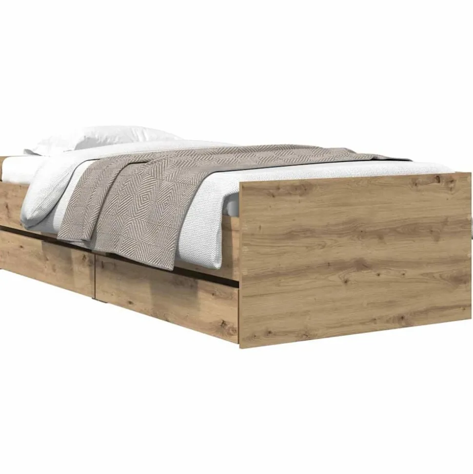 vidaXL Bedframe met lade Artisan Eiken 100 x 200 cm Massief grenenhout