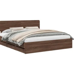 vidaXL Bedframe met lade Bruine eik 200 x 200 cm Geconstrueerd hout