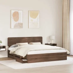 vidaXL Bedframe met lade Bruine eik 200 x 200 cm Geconstrueerd hout