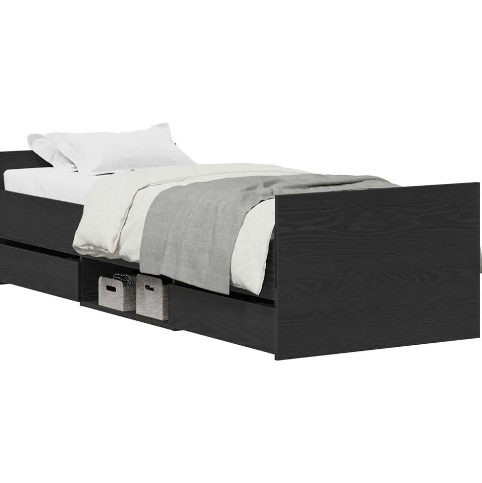 vidaXL Bedframe met lade Zwart Eiken 193 x 78 x 50 cm Bewerkt hout