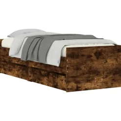 vidaXL Bedframe met lades gerookt eikenkleurig 100x200 cm