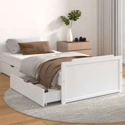 vidaXL Bedframe met lades massief grenenhout wit 90x200 cm