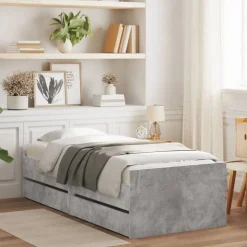 vidaXL Bedframe met lades betongrijs 100x200 cm
