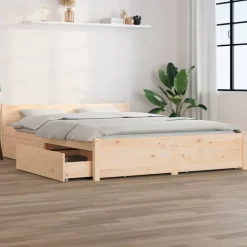 vidaXL Bedframe met lades wit 135x190 cm
