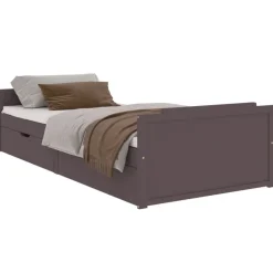 vidaXL Bedframe met lades massief grenenhout donkerbruin 90x200 cm