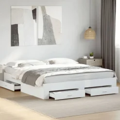 vidaXL Bedframe met lades bewerkt hout wit 200x200 cm