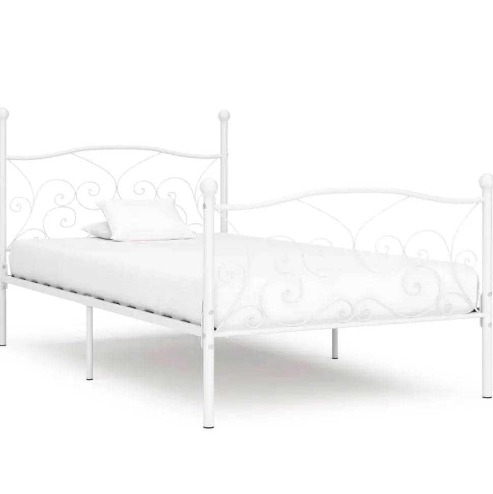 vidaXL Bedframe met lattenbodem metaal wit 90x200 cm