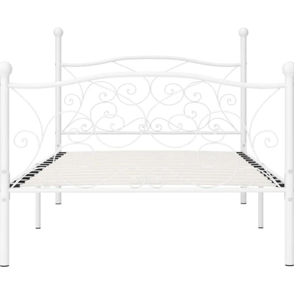 vidaXL Bedframe met lattenbodem metaal wit 90x200 cm