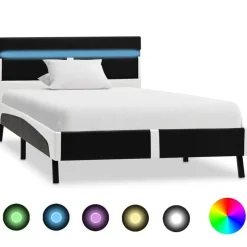 vidaXL Bedframe met LED kunstleer zwart 90x200 cm