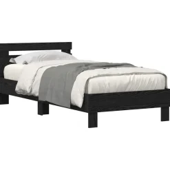 vidaXL Bedframe met LED Zwart Eiken 100 x 200 cm Bewerkt hout