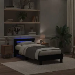 vidaXL Bedframe met LED Zwart Eiken 100 x 200 cm Bewerkt hout