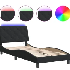 vidaXL Bedframe met LED zonder matras fluweel zwart 80x200 cm