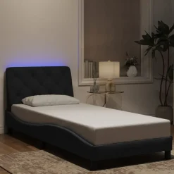 vidaXL Bedframe met LED zonder matras fluweel zwart 80x200 cm