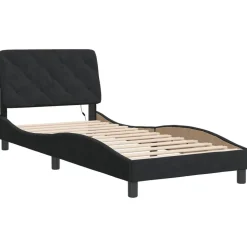 vidaXL Bedframe met LED zonder matras fluweel zwart 80x200 cm