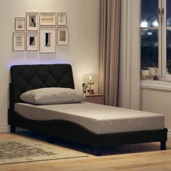 vidaXL Bedframe met LED zonder matras 80x200 cm stof zwart