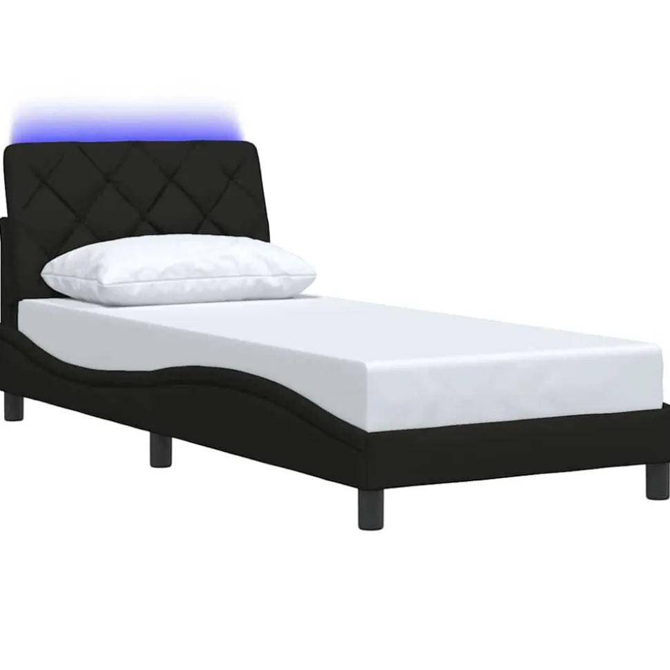 vidaXL Bedframe met LED zonder matras 80x200 cm stof zwart