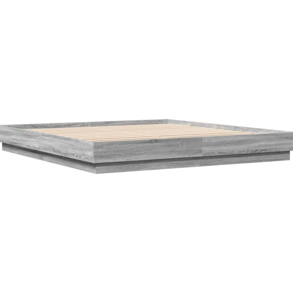vidaXL Bedframe met LED-verlichting grijs sonoma eikenkleur 200x200 cm