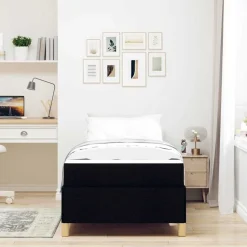 vidaXL Bedframe met matras Zwart 80 x 200 cm Stof