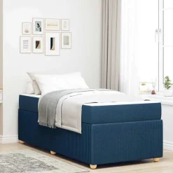 vidaXL Bedframe met matras Blauw 80 x 200 cm Stof