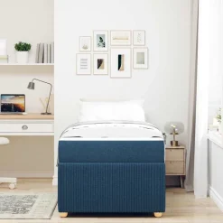 vidaXL Bedframe met matras Blauw 80 x 200 cm Stof