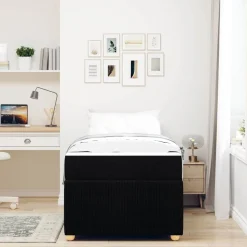 vidaXL Bedframe met matras Zwart 80 x 200 cm Stof