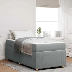 vidaXL Bedframe met matras Lichtgrijs 80 x 200 cm Stof